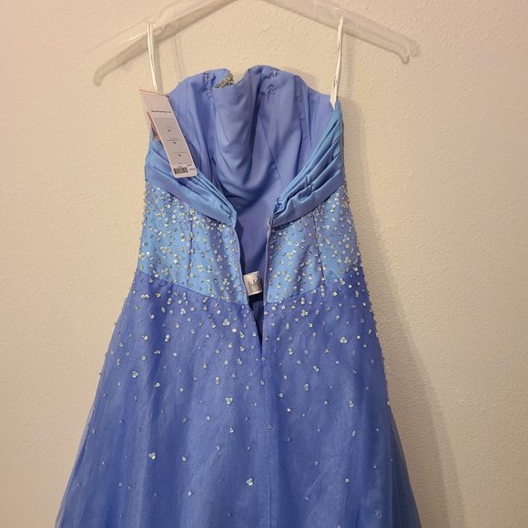 Tiffany Designs light blue strapless prom dress - Picture 5 of 7